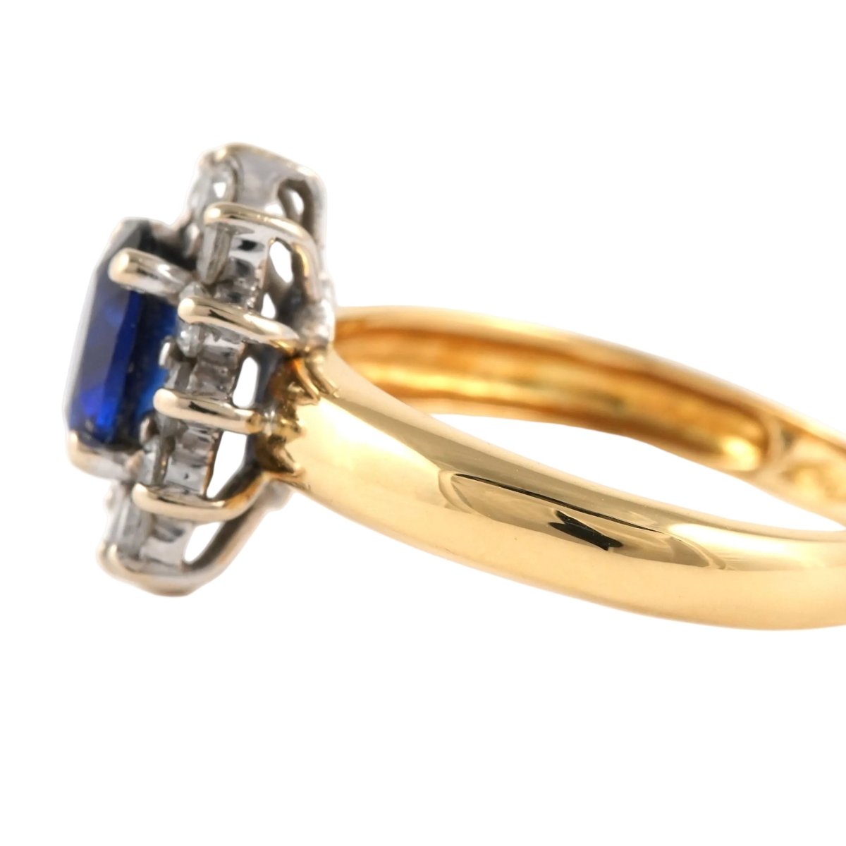 Bague Marguerite en or jaune, saphir et zirconiums - Castafiore