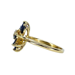 Bague Marguerite en or jaune, saphirs et diamants - Castafiore
