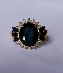 Bague Marguerite en or jaune, saphirs et diamants - Castafiore