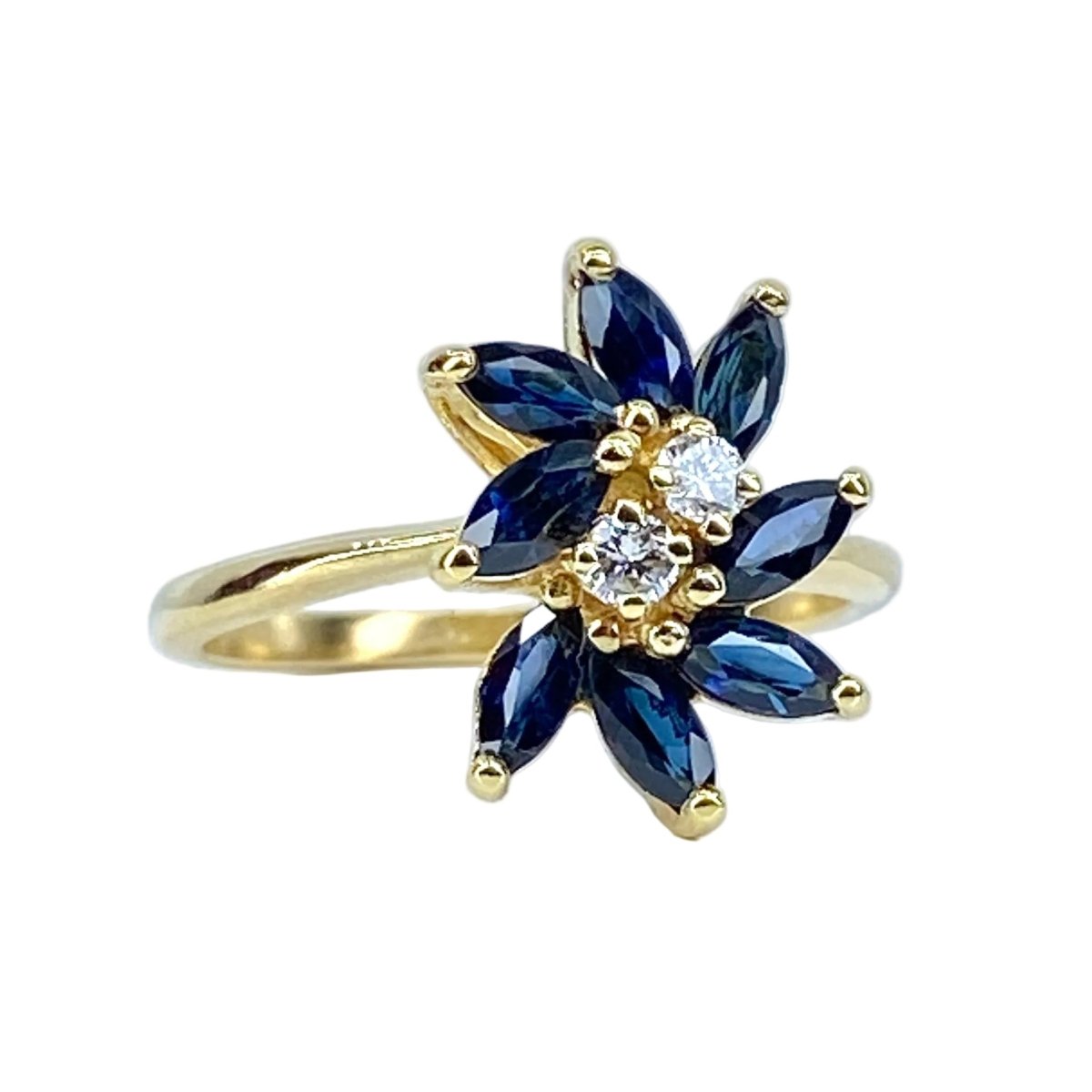Bague Marguerite en or jaune, saphirs et diamants - Castafiore