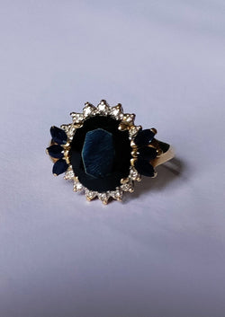Bague Marguerite en or jaune, saphirs et diamants - Castafiore