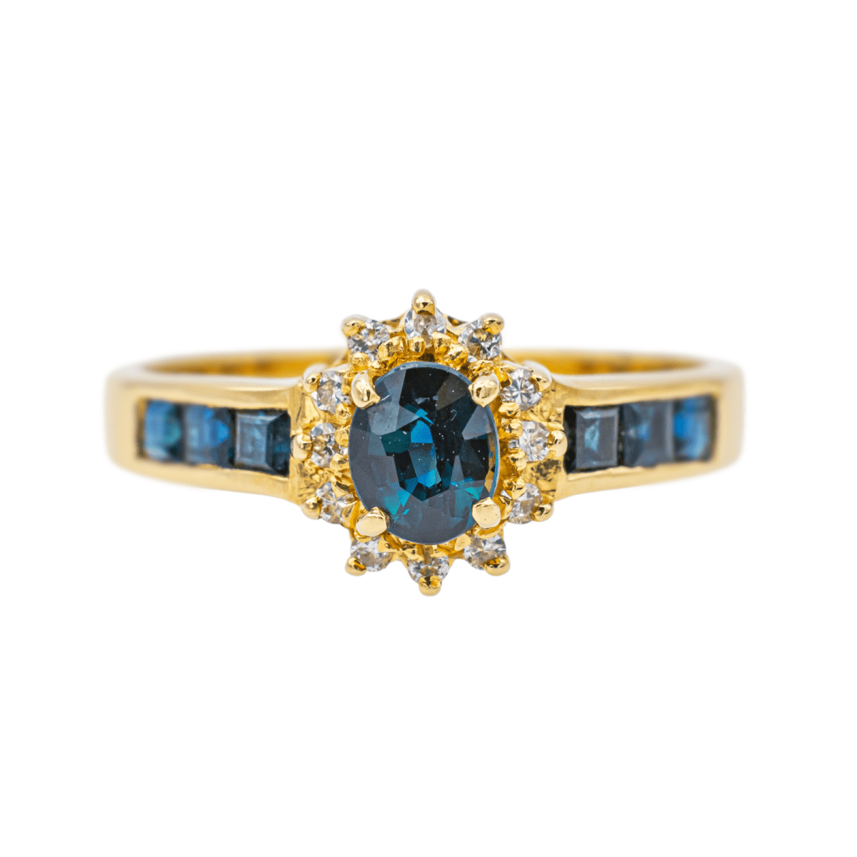 Bague Marguerite en or jaune, saphirs et diamants - Castafiore