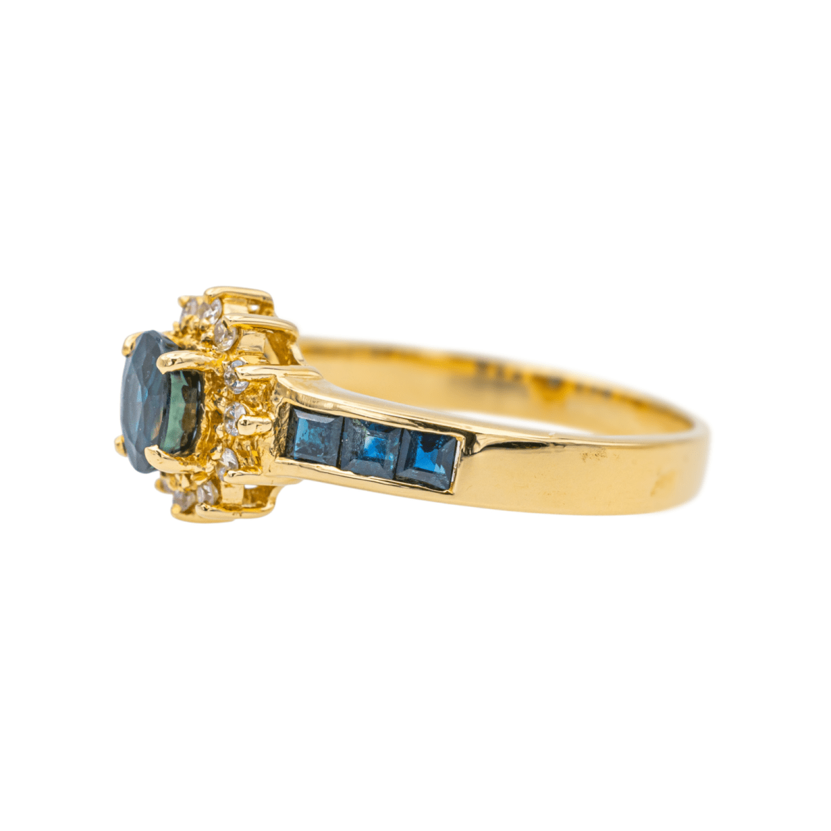 Bague Marguerite en or jaune, saphirs et diamants - Castafiore