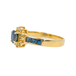 Bague Marguerite en or jaune, saphirs et diamants - Castafiore