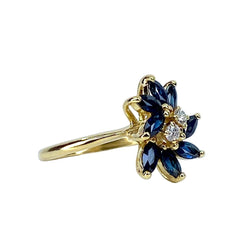 Bague Marguerite en or jaune, saphirs et diamants - Castafiore