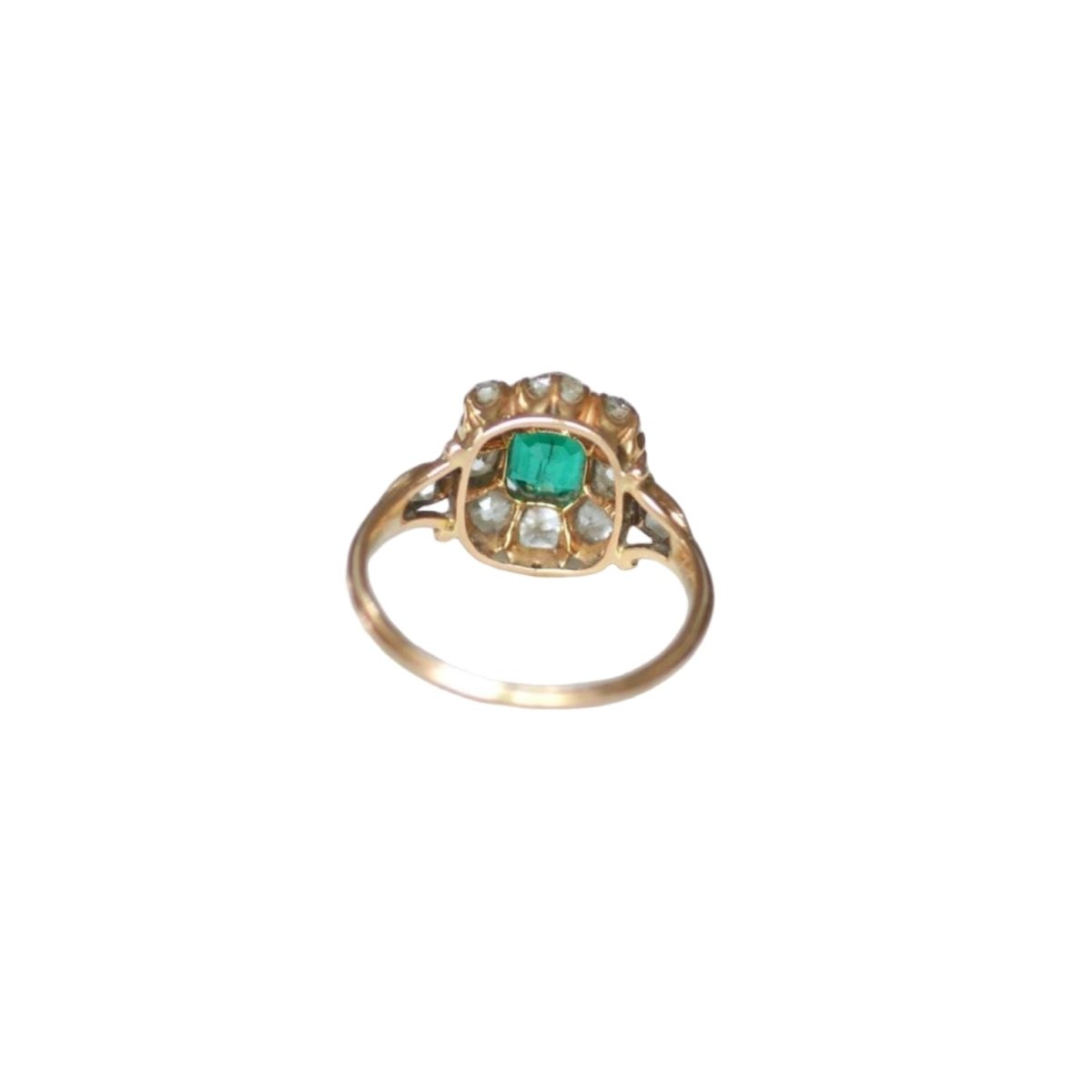 Bague Marguerite en or rose, émeraude, et diamants - Castafiore