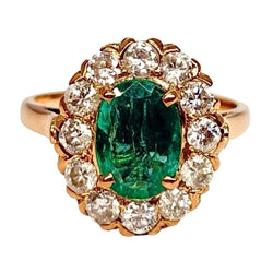 Bague Marguerite en or rose, émeraude et diamants - Castafiore