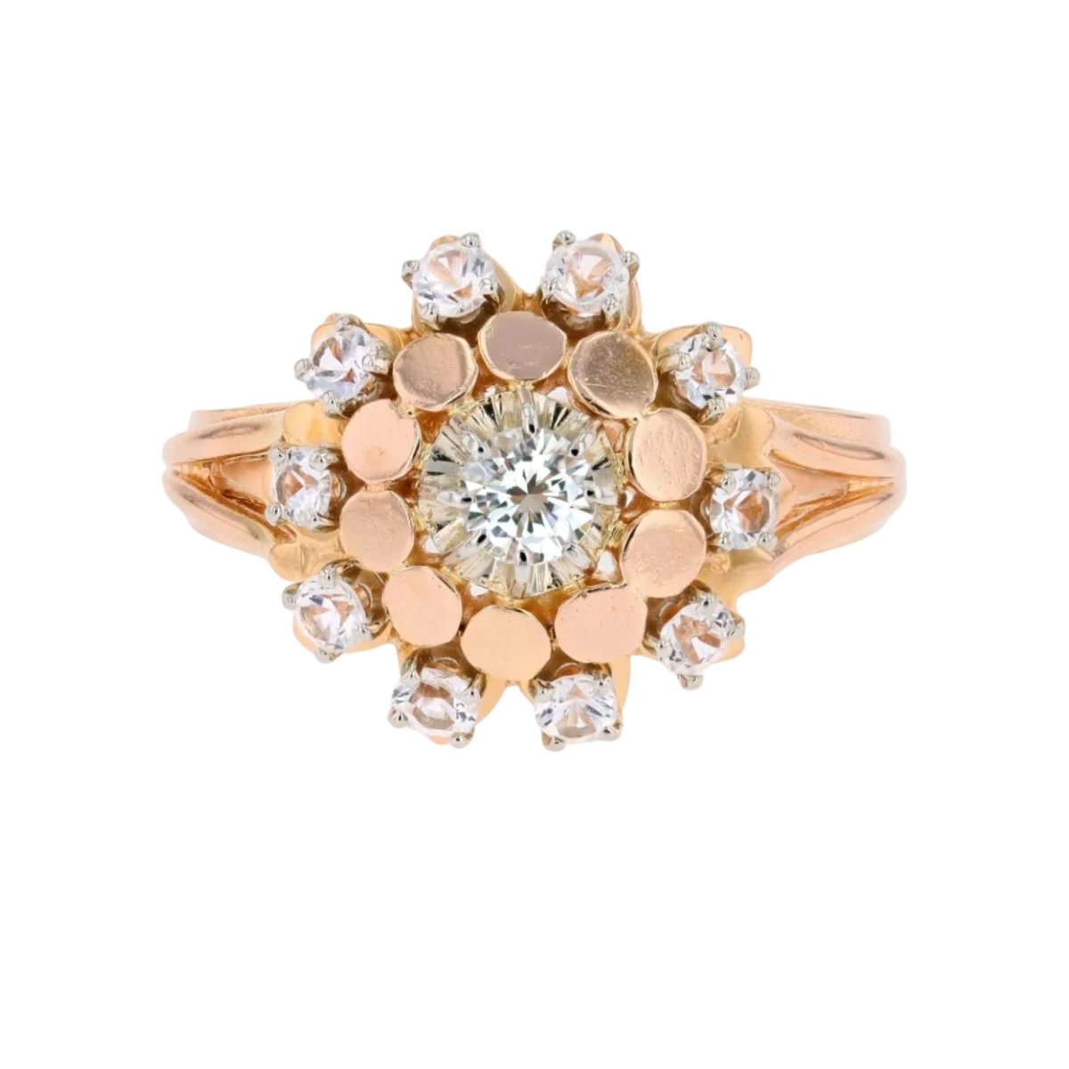 Bague Marguerite en or rose et saphirs - Castafiore
