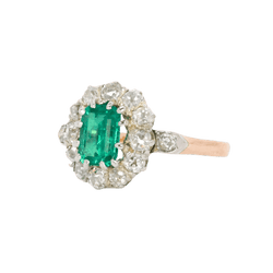 Bague Marguerite en or rose, or blanc, émeraude et diamants - Castafiore