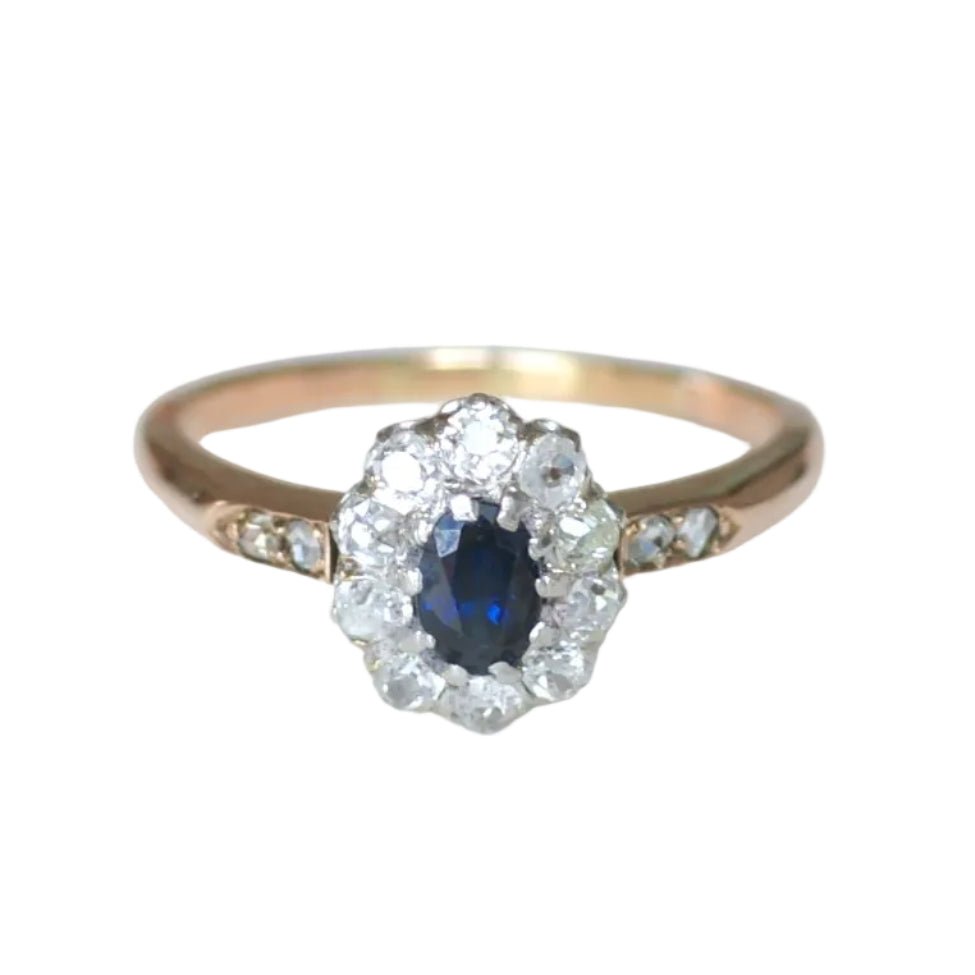 Bague Marguerite en or rose, platine, saphir et diamants - Castafiore