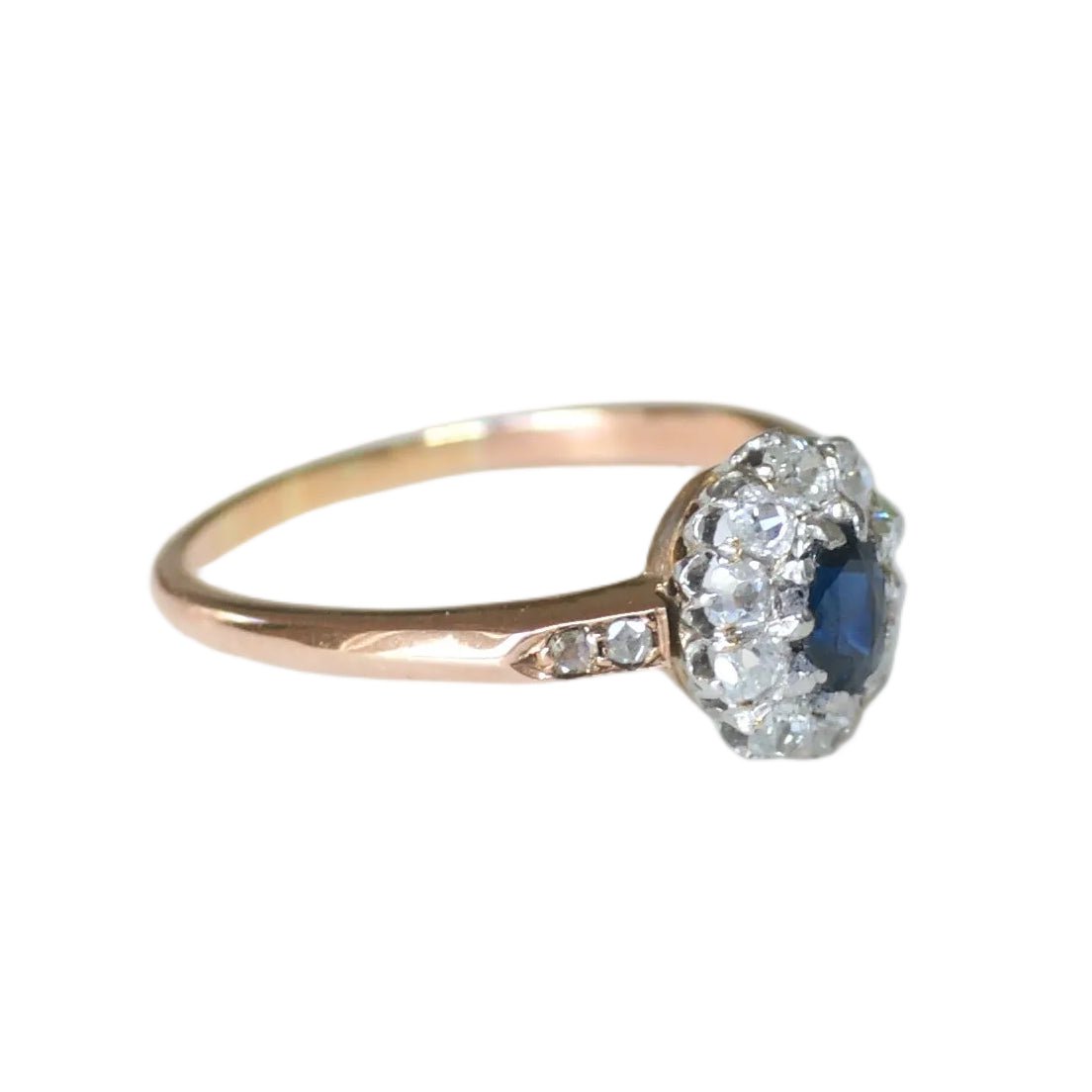 Bague Marguerite en or rose, platine, saphir et diamants - Castafiore