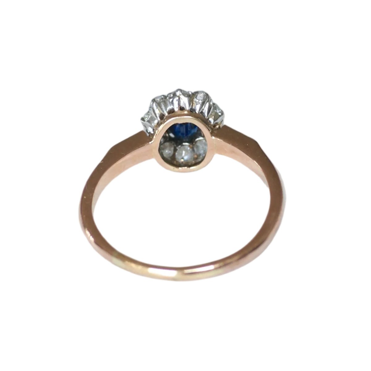Bague Marguerite en or rose, platine, saphir et diamants - Castafiore