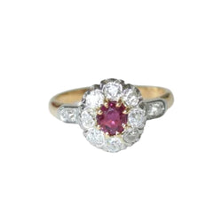 Bague Marguerite en or rose, rubis et diamants - Castafiore