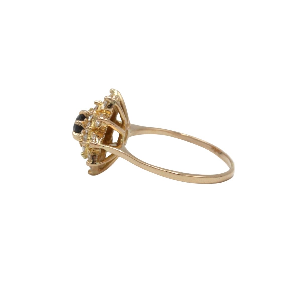 Bague Marguerite en or rose, saphir et diamants - Castafiore