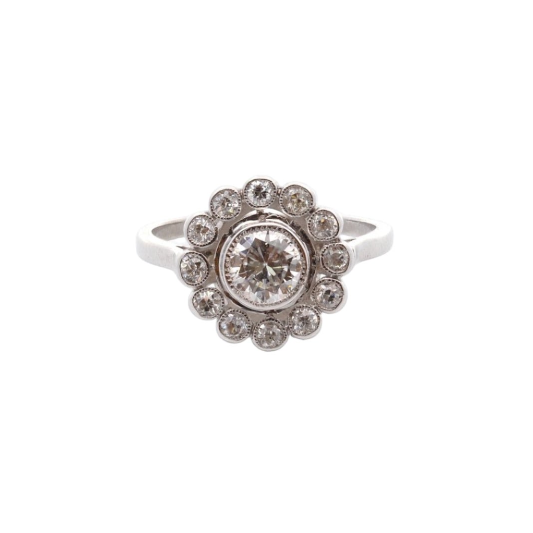 Bague Marguerite en platine et diamants - Castafiore