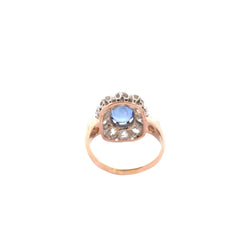 Bague Marguerite en platine, or blanc, saphir et diamants - Castafiore