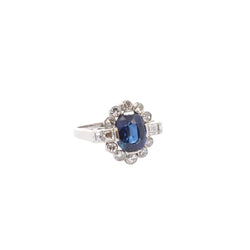 Bague Marguerite en platine, saphir et diamants - Castafiore