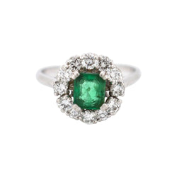 Bague Marguerite MELLERIO en platine, émeraude et diamants - Castafiore