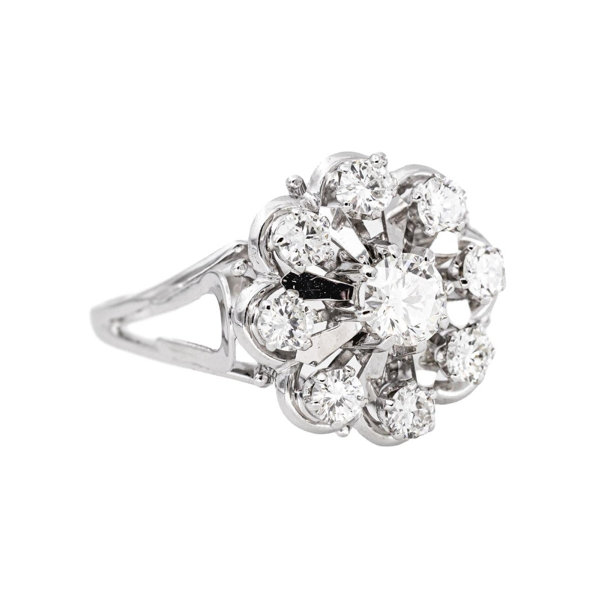 Bague Marguerite Or blanc Diamant - Castafiore