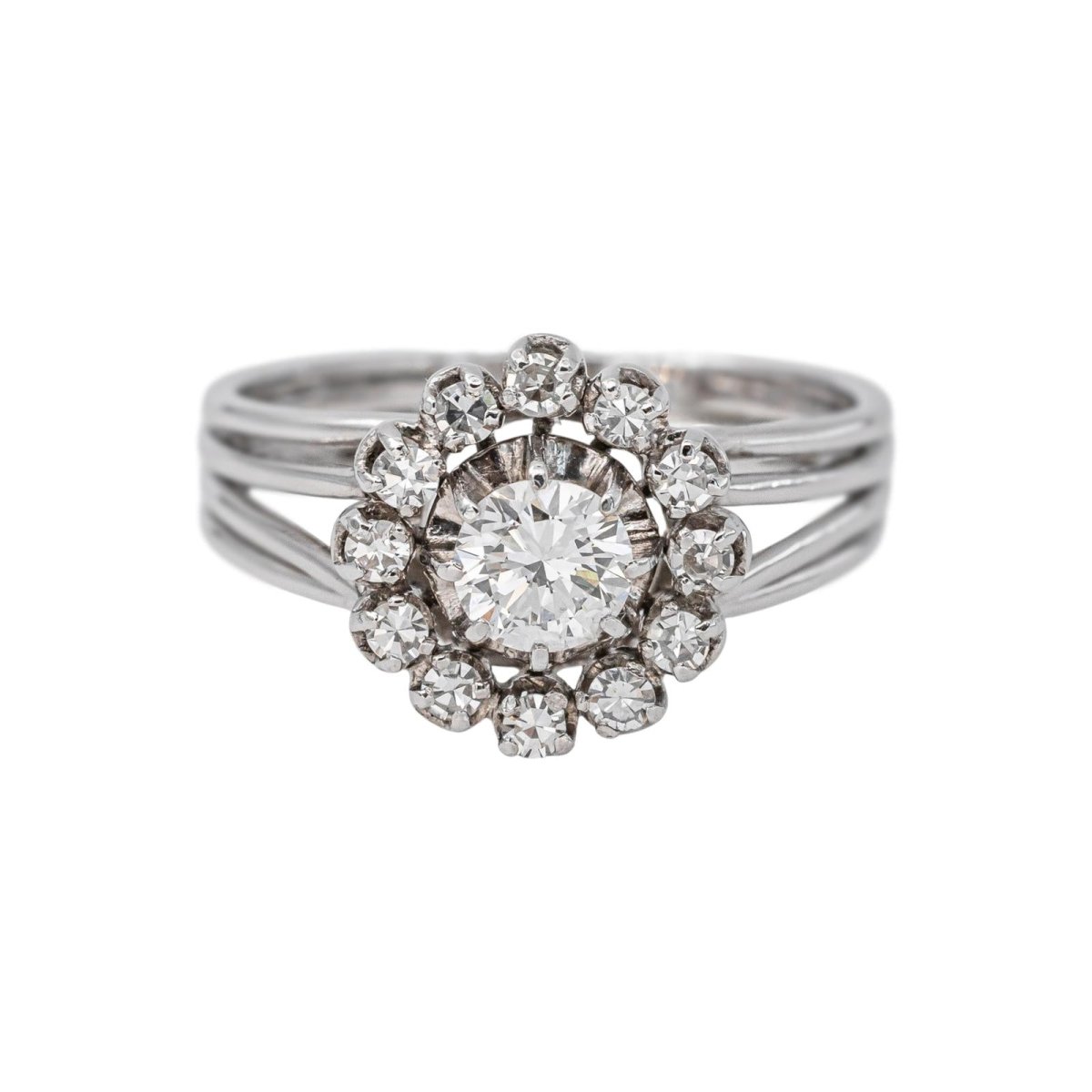 Bague Marguerite Or blanc Diamant - Castafiore