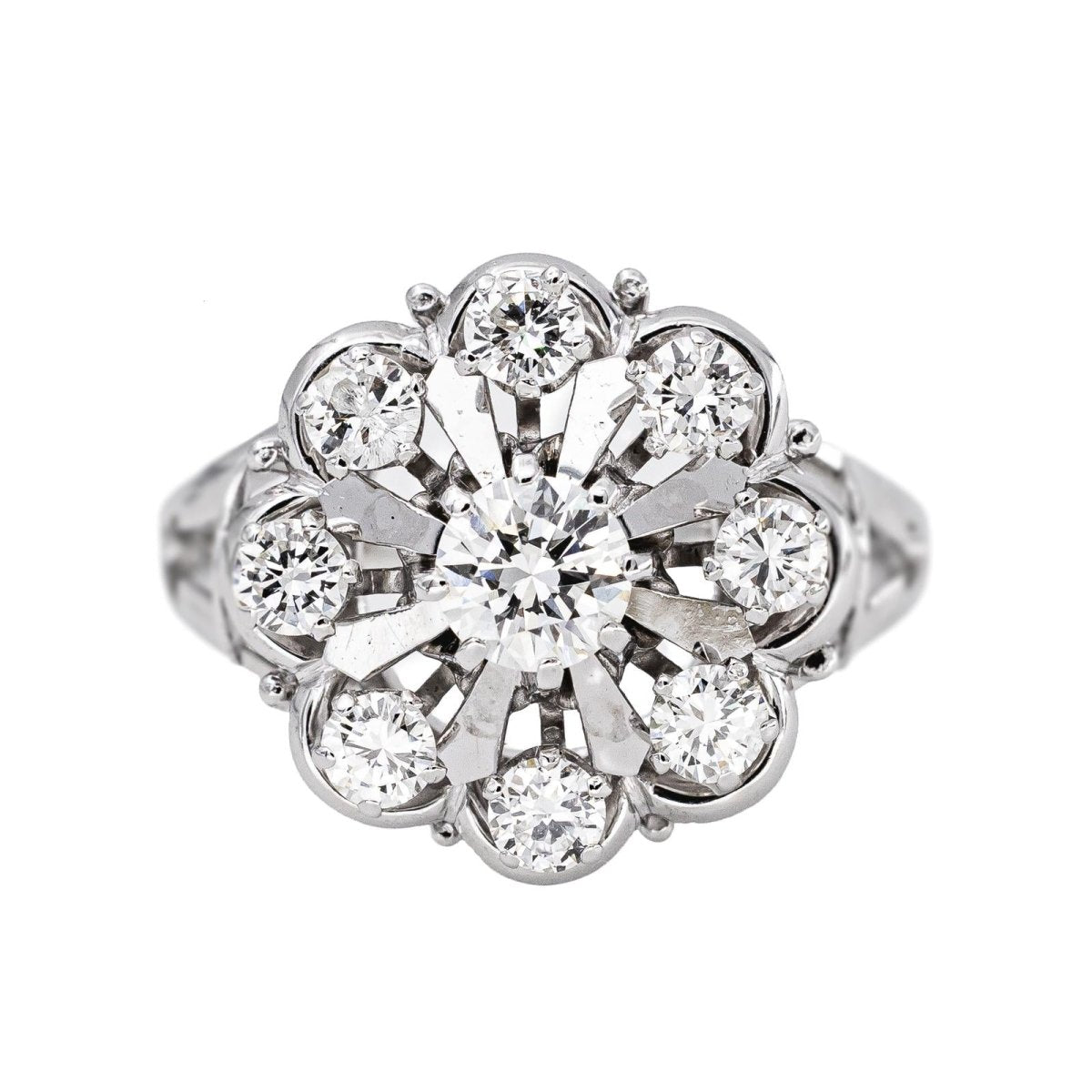 Bague Marguerite Or blanc Diamant - Castafiore