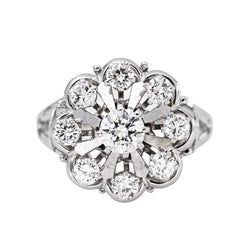 Bague Marguerite Or blanc Diamant - Castafiore