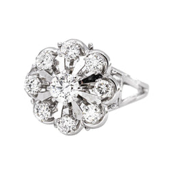 Bague Marguerite Or blanc Diamant - Castafiore