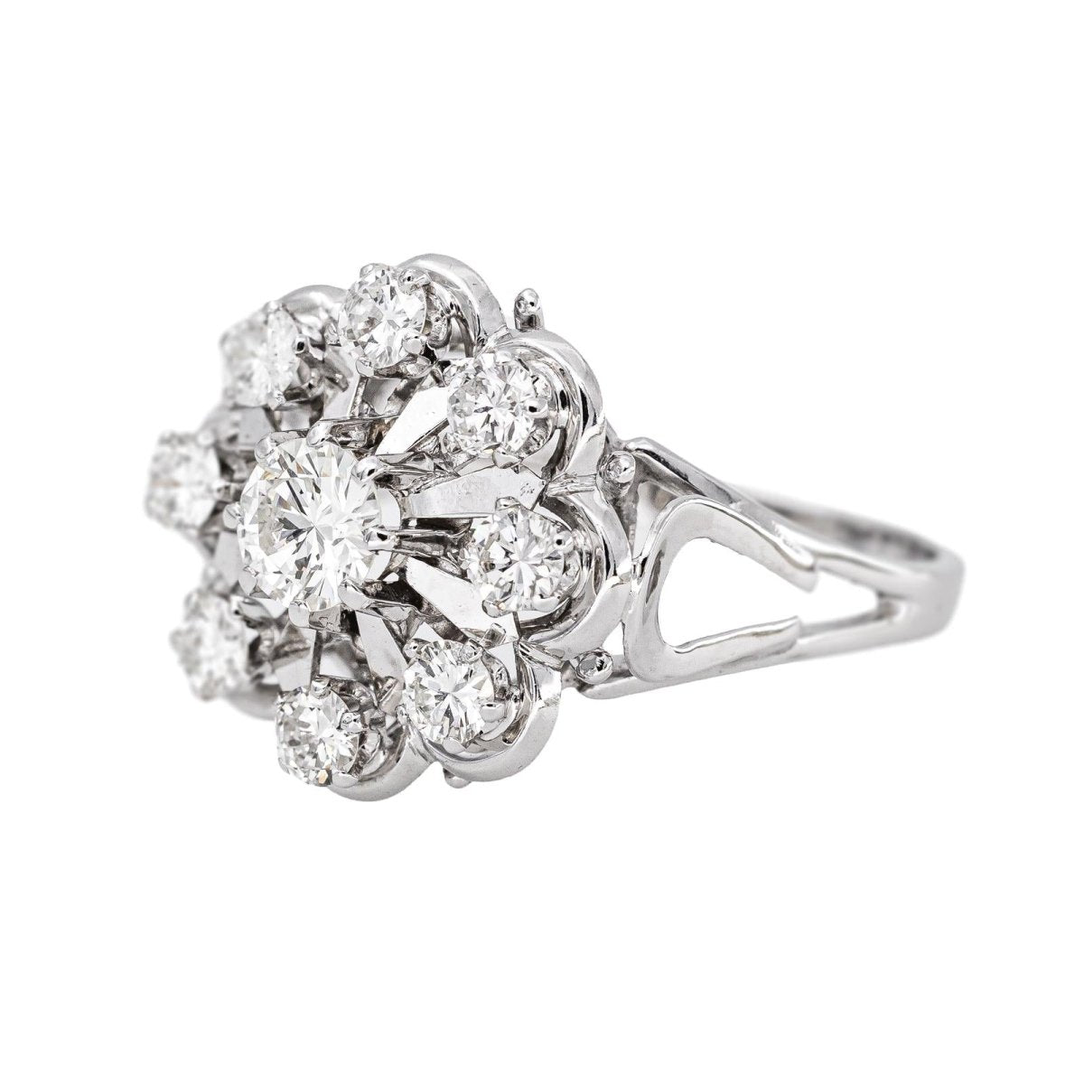 Bague Marguerite Or blanc Diamant - Castafiore
