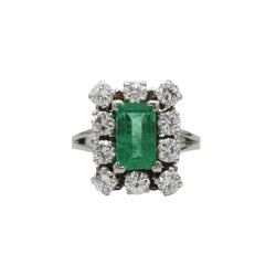 Bague Marguerite or blanc, émeraude et diamants - Castafiore
