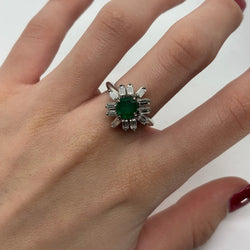 Bague Marguerite or blanc, émeraude et diamants - Castafiore