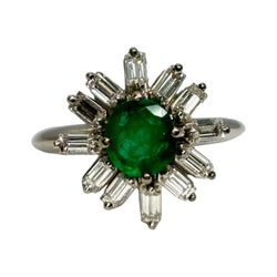 Bague Marguerite or blanc, émeraude et diamants - Castafiore