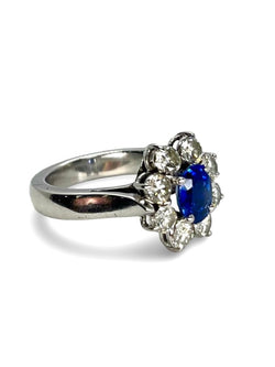 Bague marguerite or blanc saphir 1,62 ct et diamants 1,30 ct - Castafiore