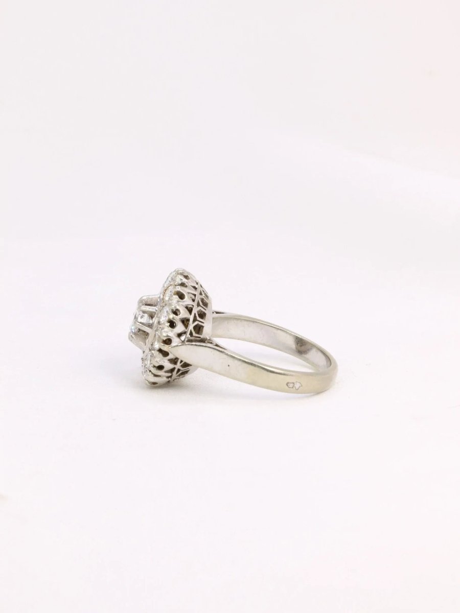 Bague marguerite or platine diamants 1,2 ct - Castafiore