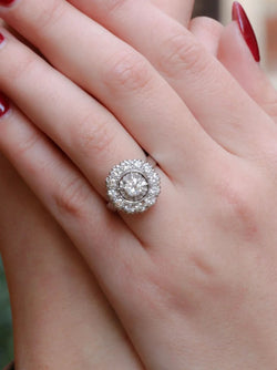 Bague marguerite or platine diamants 1,2 ct - Castafiore