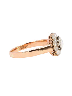 Bague marguerite or rose diamants taille rose 0.7 carat - Castafiore
