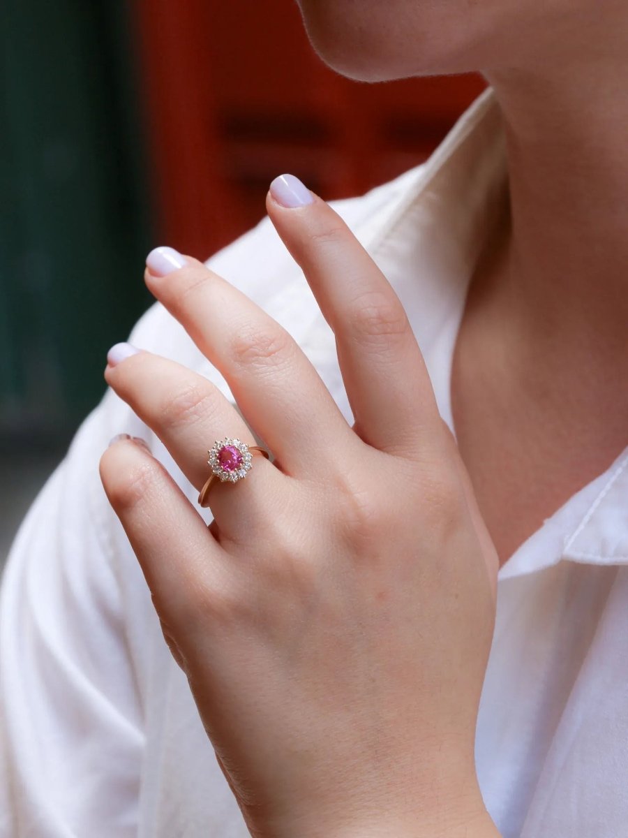 Bague marguerite saphir rose 1,3 ct - Castafiore