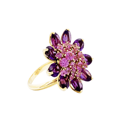 Bague Marguerite VAN CLEEF & ARPELS "Fleurs d'Hawaï" en or jaune , saphirs et améthyste - Castafiore