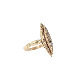 Bague marquise ancienne or jaune diamants Salt & Pepper taille en rose - Castafiore