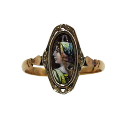 Bague Marquise DENANOT en or jaune et émail - Castafiore
