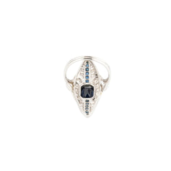 Bague marquise en diamant et saphir - Castafiore