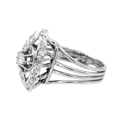 Bague Marquise en or blanc et diamants - Castafiore