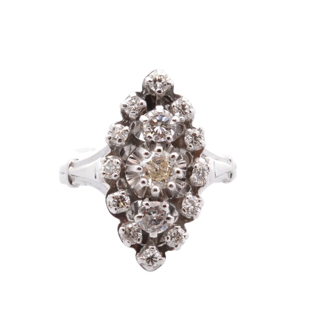 Bague Marquise en or blanc, platine et diamant - Castafiore