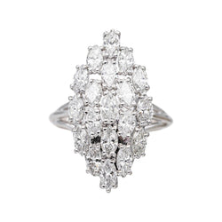 Bague Marquise en or blanc, platine et diamants - Castafiore