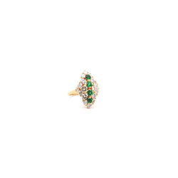 Bague Marquise en or jaune, émeraudes et diamants - Castafiore