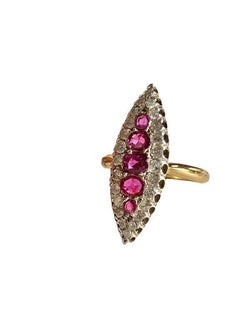 Bague Marquise, en or jaune et blanc - Castafiore