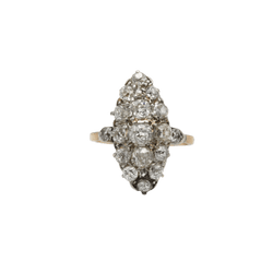 Bague Marquise en or jaune et diamants - Castafiore