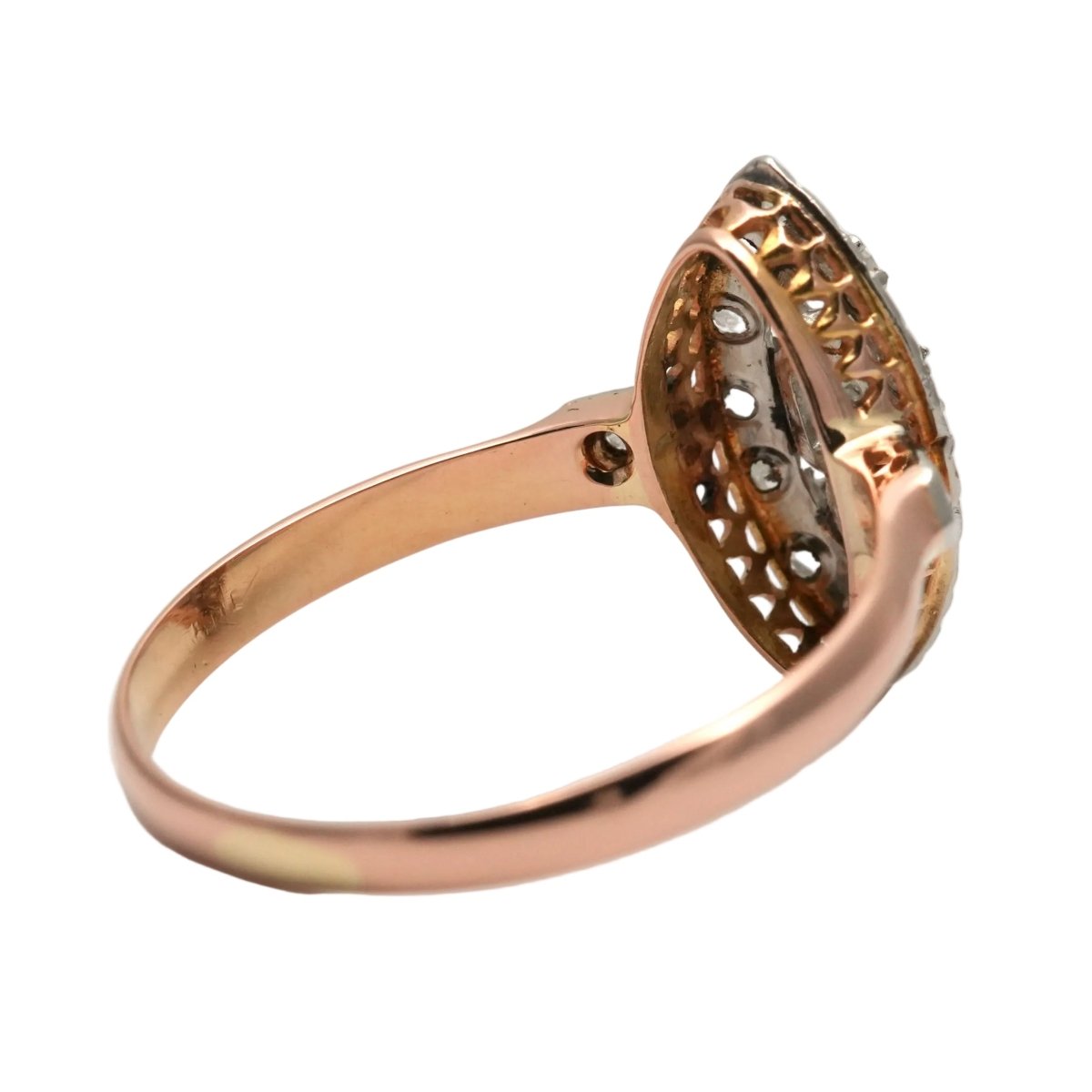 Bague Marquise en or jaune et diamants - Castafiore