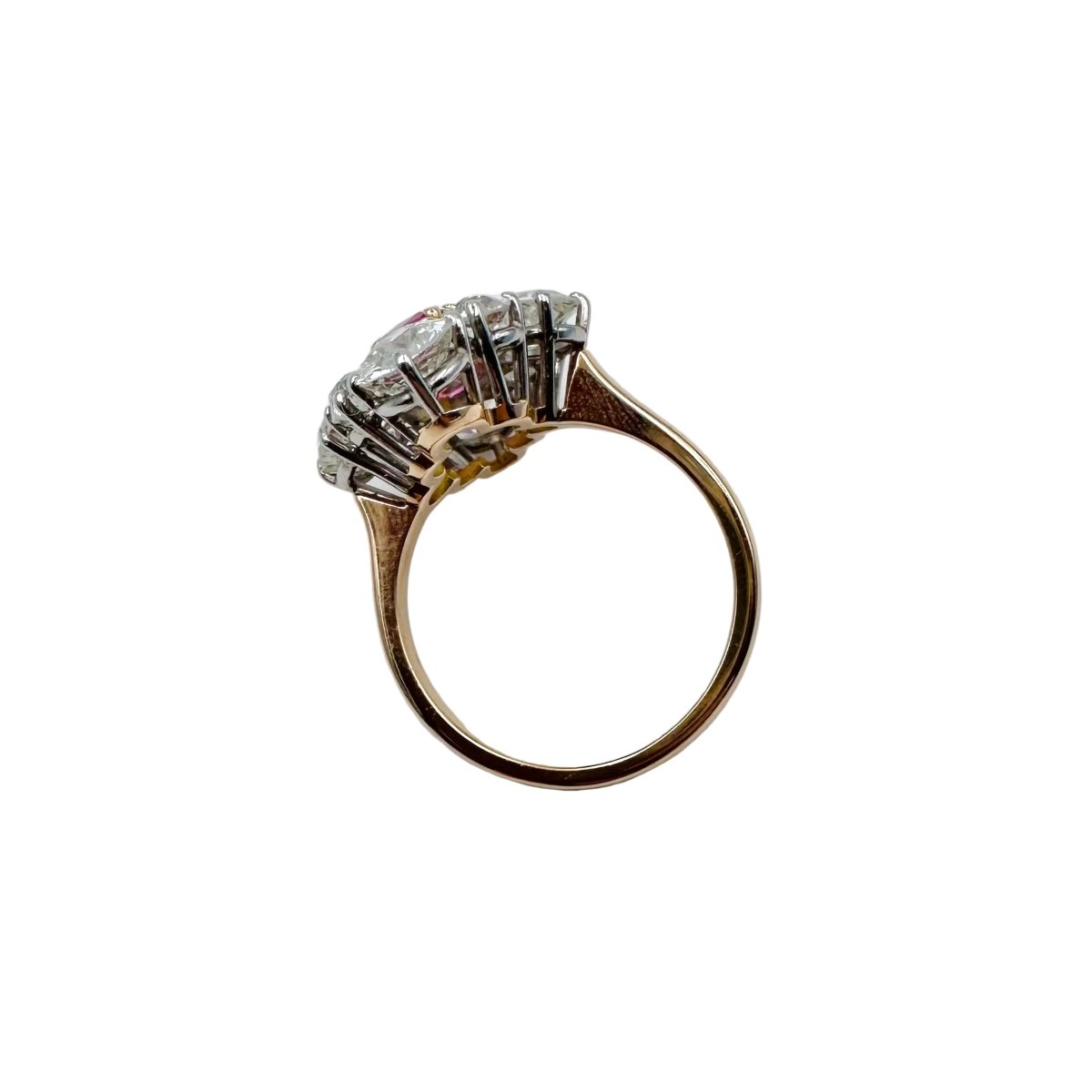 Bague Marquise en or jaune et saphir rose - Castafiore