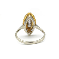 Bague Marquise en or jaune, or blanc et diamants - Castafiore