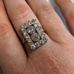 Bague Marquise en or jaune, or blanc et diamants - Castafiore
